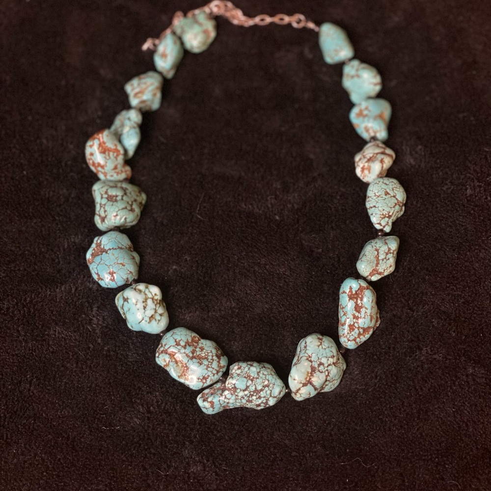 Natural Turquoise Boho Cluster Necklace